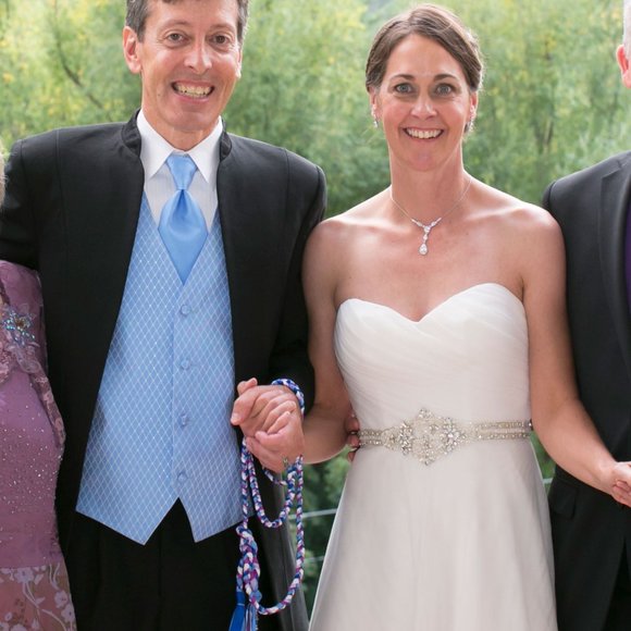 A-line wedding dress with English netting and beaded waist - Picture 6 of 15